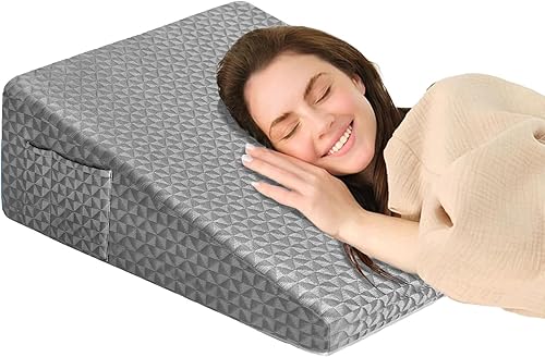 Miniatura 11 de Almohada de cuña para dormir, cuña de cama de 12 pulgadas después de la cirugía, alivio del dolor de espalda, almohada de espuma viscoelástica, cuña