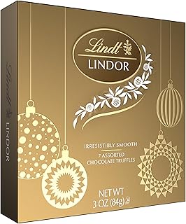 Lindt LINDOR Holiday Assorted Chocolate Candy Truffles Token Gift Box, 3.0 oz.