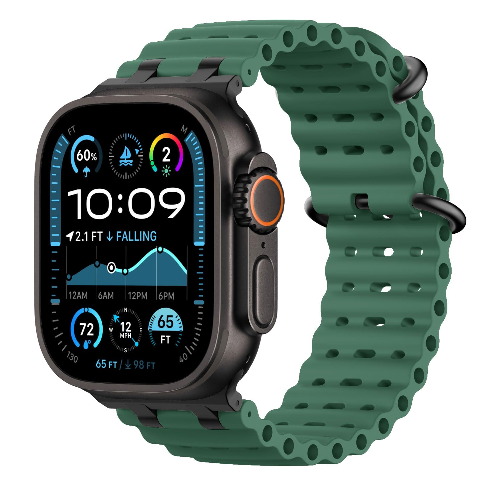 Verbessertes Ocean Armband, Kompatibel mit Apple Watch 42/44/45/46/49 mm | Für iWatch Ultra 3/2/1,S11/10/9/8/7/6/5/4,SE3/2/1,für Damen und Herren,Metallverschluss,Silikon,Sportarmband,Zweifarbig