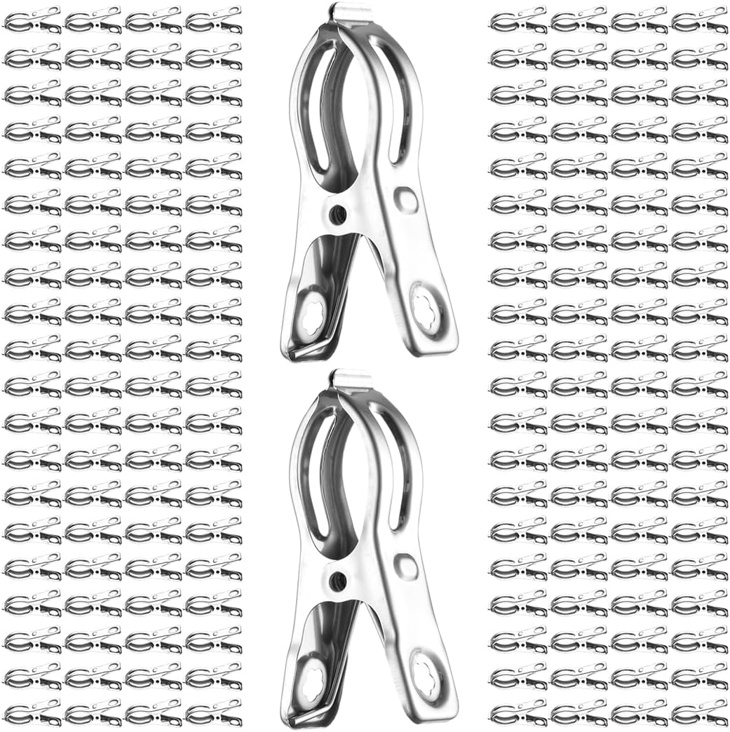 160 Pack Stainless Steel Garden Clips, Heavy Duty Greenhouse Clamps, 2.36In Windproof Clips for Plant Netting, Clothes, Towels, Rust-Free with Strong Grip