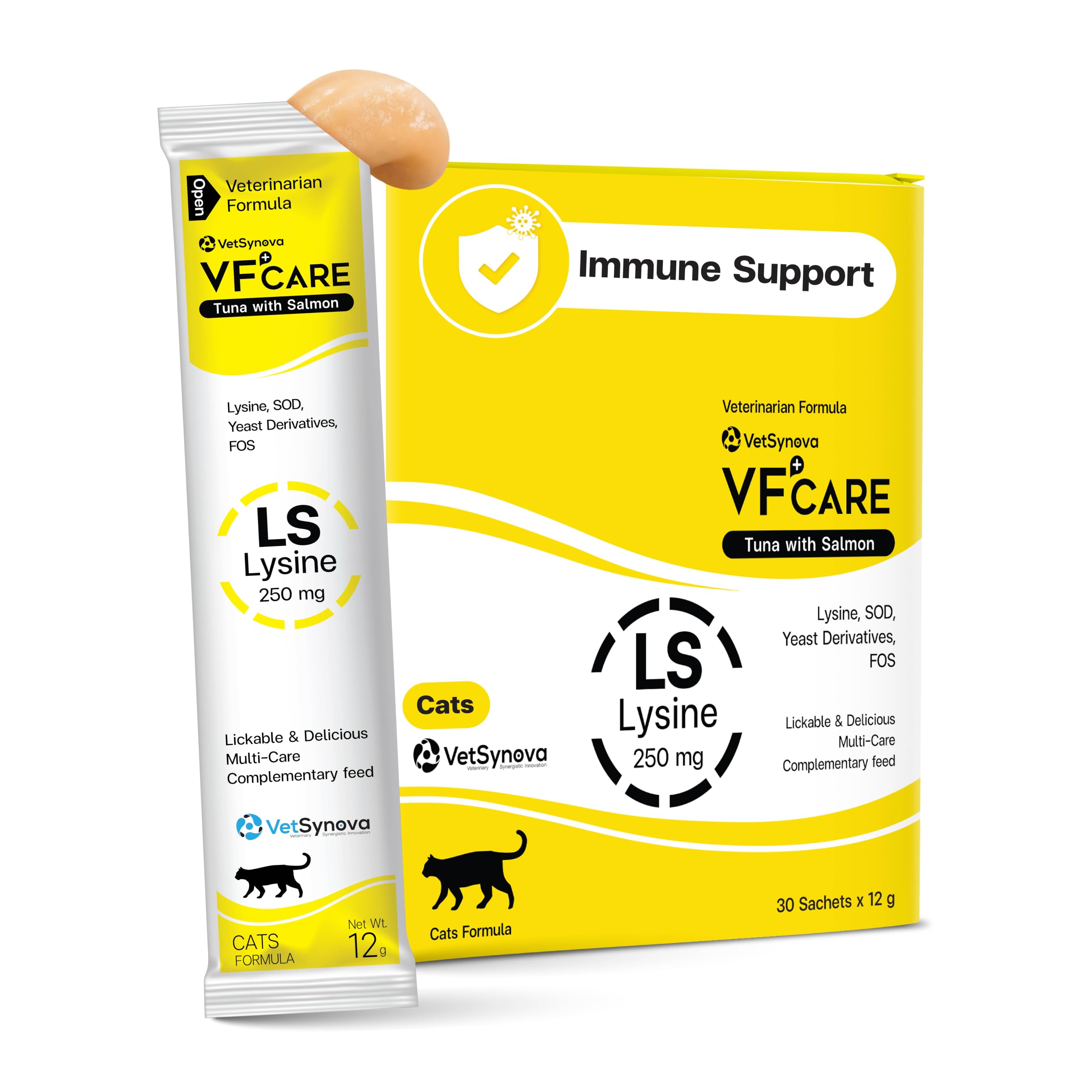 lysine for Cats l-lysine for Cats 250mg Tuna with Salmon Flavor Supplement Paste Supports Immunity FHV-1 Stress Recovery Digestion Calming no by-Products Vet Recommended 30 sachets