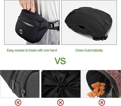 Miniatura 6 de Petmolico Bolsa de neopreno para golosinas para perros, bolsa de entrenamiento de perros con cierre automático, riñonera con dispensador de bolsas