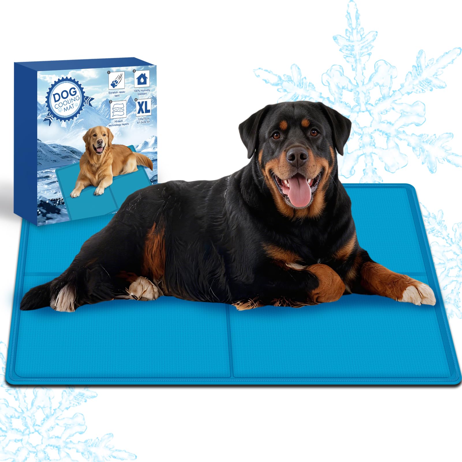 T2Y Dog Cooling Mat 120x75cm, 2026 Upgrade Materials-Super Scratch-Resistant & Non-Toxic Gel, Cooling Mat for Small Medium Large Dogs, Pressure Activated Pet Cool Pad No Water or Electricity【XL】