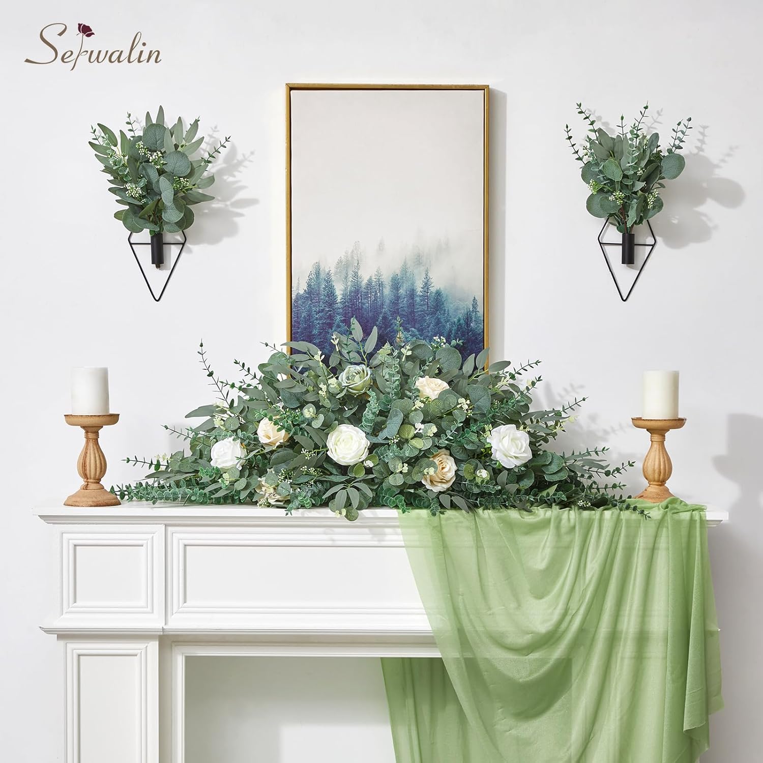 Serwalin 100pcs Artificial Mixed Eucalyptus Stems Leaves Bulk, 4Kinds Fake Greenery Silver Dollar Eucalyptus Leaves Picks,Faux Greenry Stems Sprays for DIY Bouquets Floral Arrangement Home Decor - Image 7