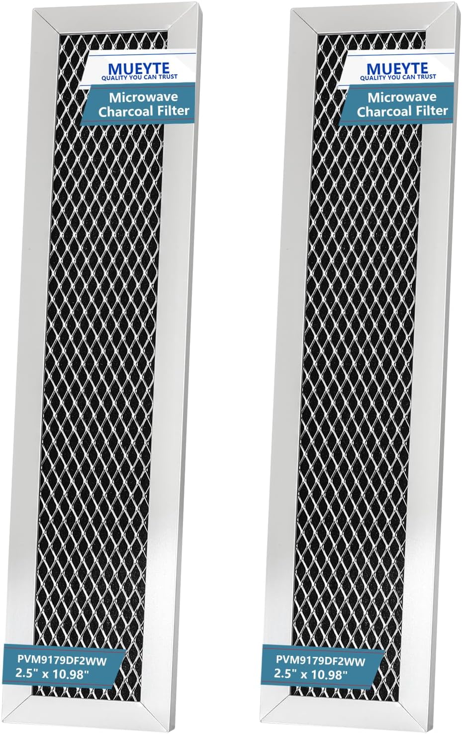 PVM9179DF2WW Microwave Charcoal Filter Replacement for GE Microwave Oven PVM9179DF3WW PVM9179DK5WW PVM9179DK6WW PVM9179ER1ES PVM9179SR1SS 2.5" x 10.98" x 0.35" Aluminum Mesh Filters 2 Pack