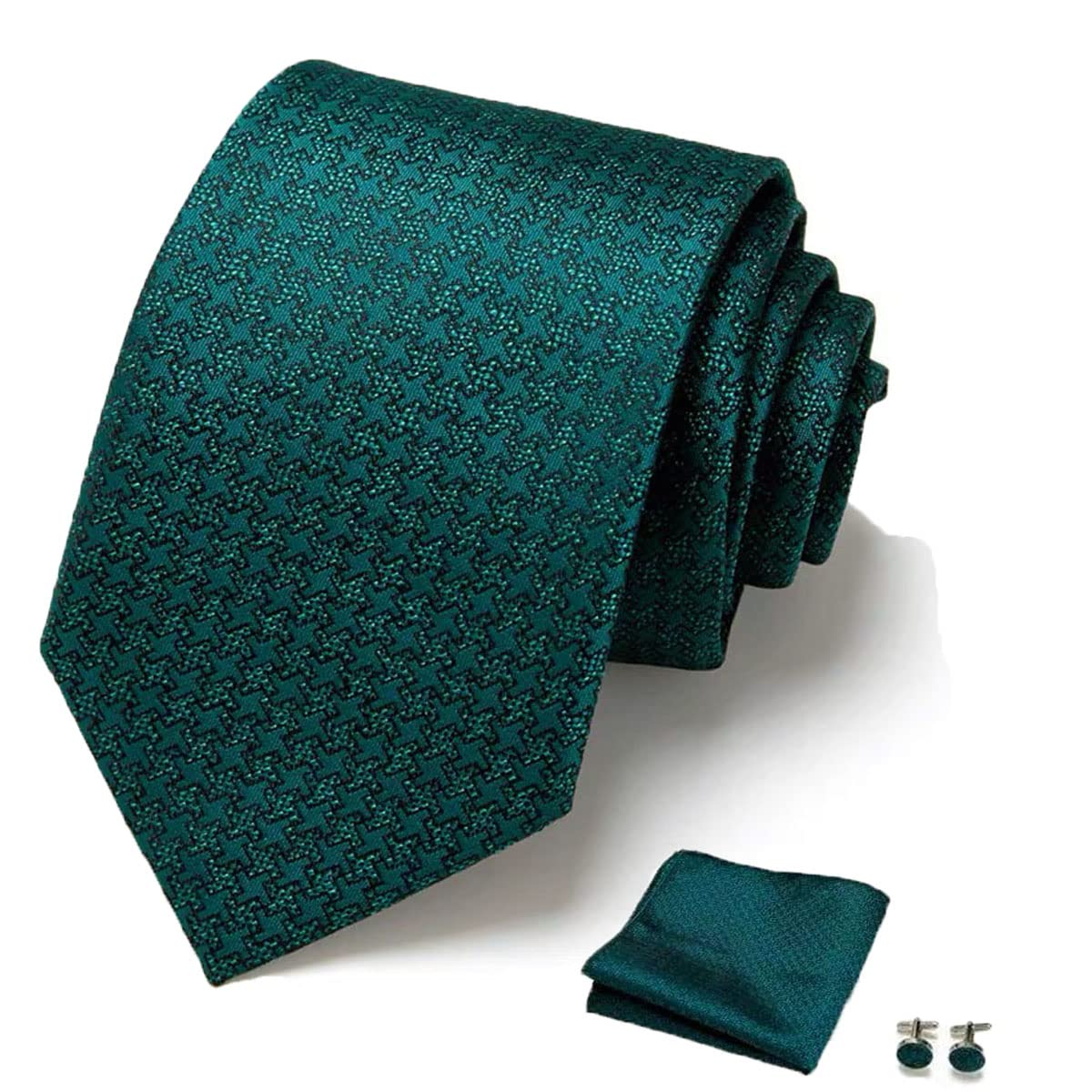 Ties for Men Set with Pocket Square Cufflink and Tie Clip | Necktie Handkerchief in Gift Box for Wedding and Business