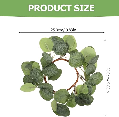 Miniatura 6 de HOLIDYOYO Anillos de vela de boda con hojas de eucalipto artificiales, coronas, portavelas de pilar vegetal, portavelas bohemio para decoración de
