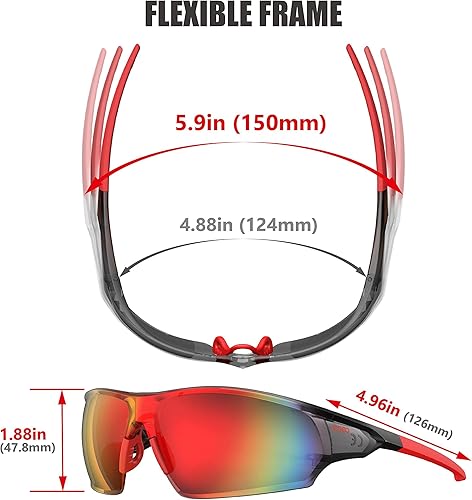 Miniatura 2 de Activa tu vida EAZYRUN Gafas de sol de béisbol polarizadas pequeñas para jóvenes mujeres hombres correr ciclismo deportes al aire libre