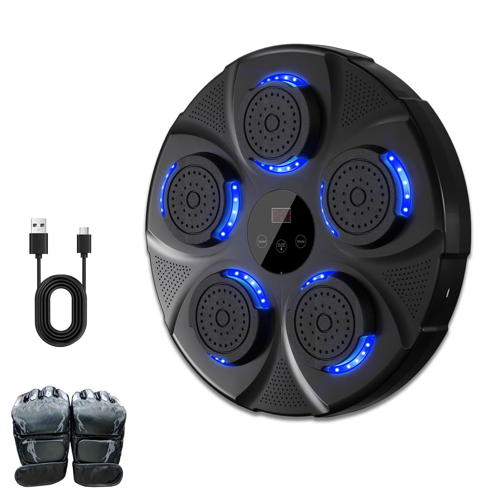 Music Boxing Machine, LED Licht Box Wand mit Musik Box Maschine mit Boxhandschuh, 9 Geschwindigkeitsmodi & Zählmodus Musik Power Boxing Boxautomat, Bluetooth Musical Boxmaschine für Kinder
