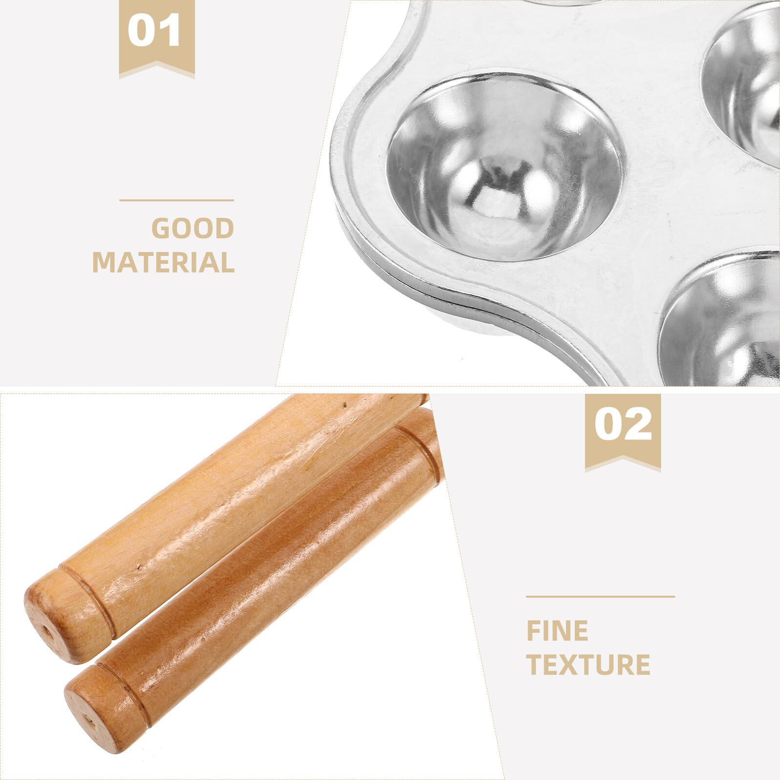 TOYANDONA Molde para Tartaletas Mini de Cavidades con Mango de Madera Moldes de Acero al Carbono para Tartas Muffins y Postres Reutilizable y Resistente al Calor