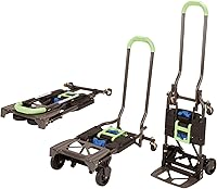 COSCO Shifter Multi-Position Folding Hand Truck & Cart - 300 lb Capacity, Steel Frame, Easy Storage Green