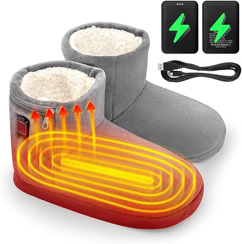 Calentador eléctrico de pies recargable, pantuflas térmicas con cargador portátil, cargador portátil, calentadores de pies, calentamiento rápido con