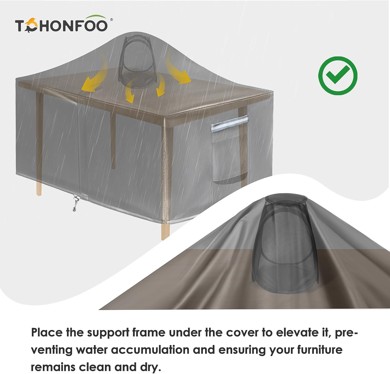 Rectangle Patio Table Cover with Umbrella Hole - 88"L x 57"W x 23"H (COVER SIZE，NOT TABLE SIZE) Heavy Duty Waterproof 600D Oxford Fabric Outdoor Lawn Patio Furniture Covers