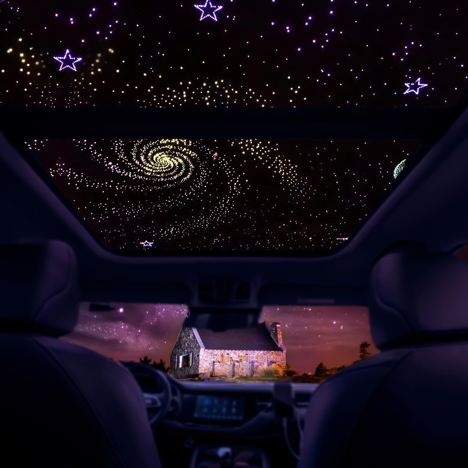 Alipis Kit Luci per Interni Tetto Auto Effetto Stellato, 500 Pezzi, Ottica a Filo Controllo da Telefono, Atmosfera Rilassante per Guida Notturna