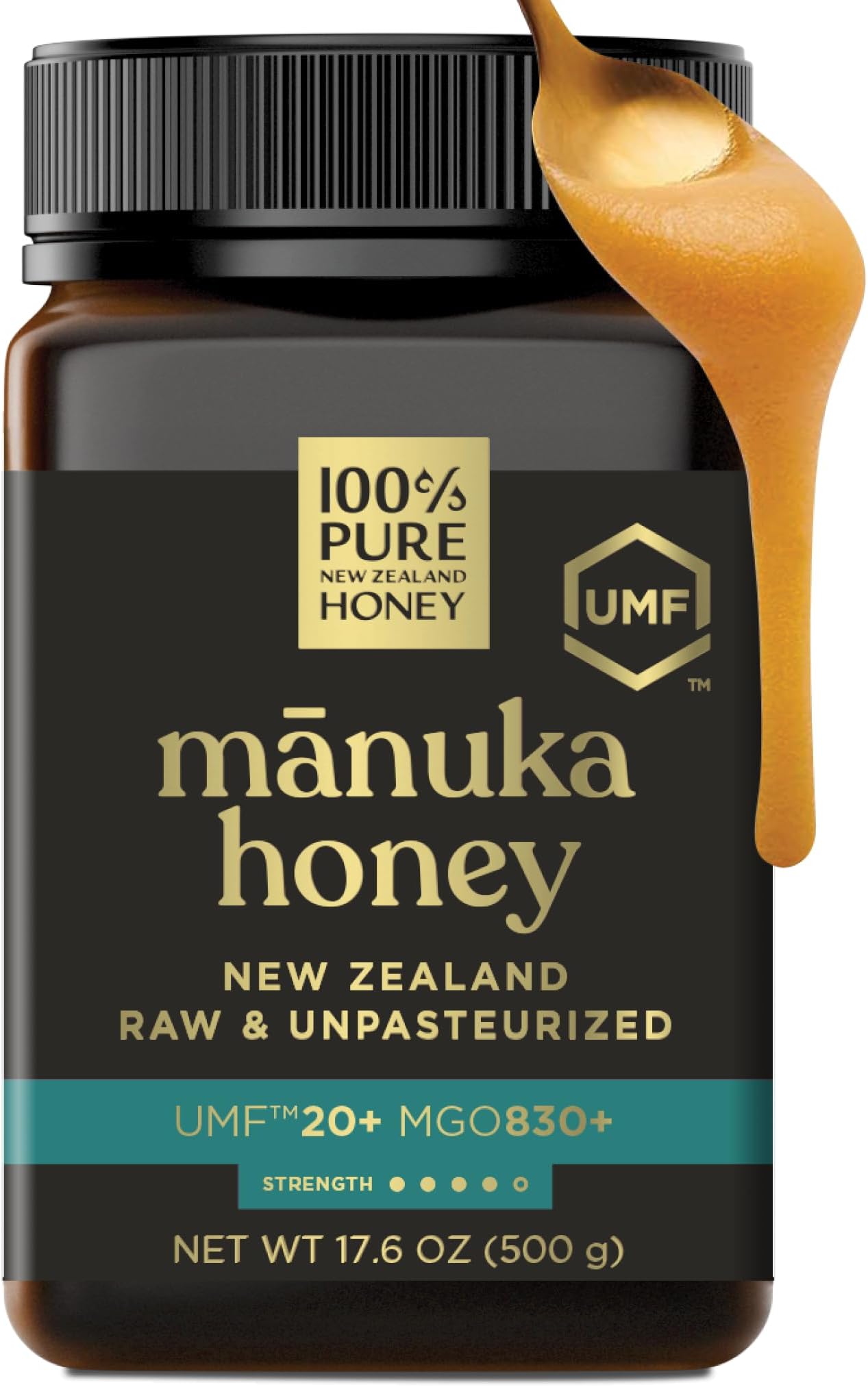Manuka Honey UMF 20+ MGO 830+ 100% Pure New Zealand Raw, Unfiltered Certified Award Winning Silky Smooth Taste & Texture 17.6 Oz