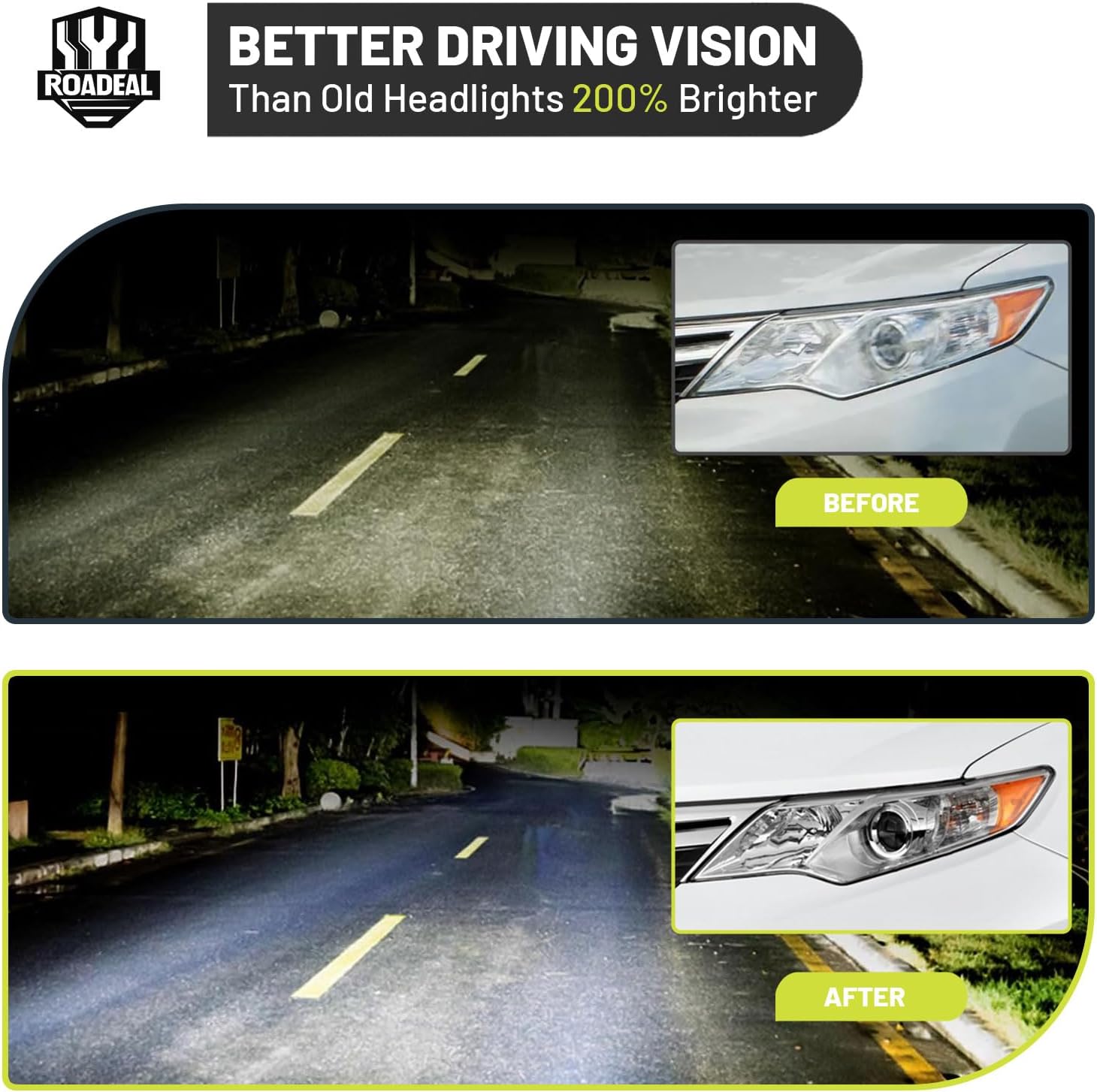 Headlights W/Bulbs for 2012 2013 2014 Toyota Camry Halogen Headlamp Replacement Driver & Passenger Side