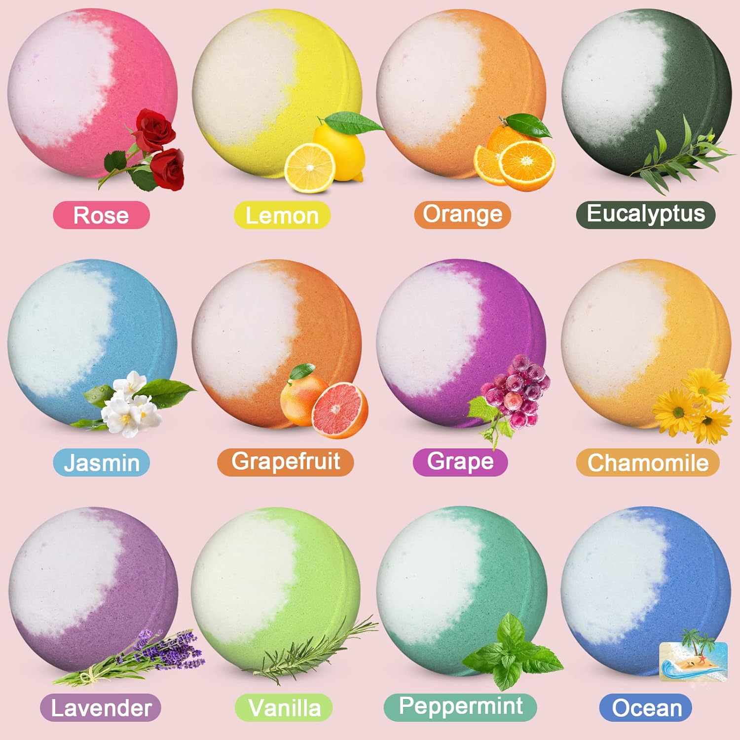 Bath Bombs, Sanyi 12 Bubble Bath Bomb Gifts for Women, Bath&Spa Fizzies with Essential Oil, Birthday Mothers Day Gifts for Women, Her, Mom, Him : Beauty & Personal Care