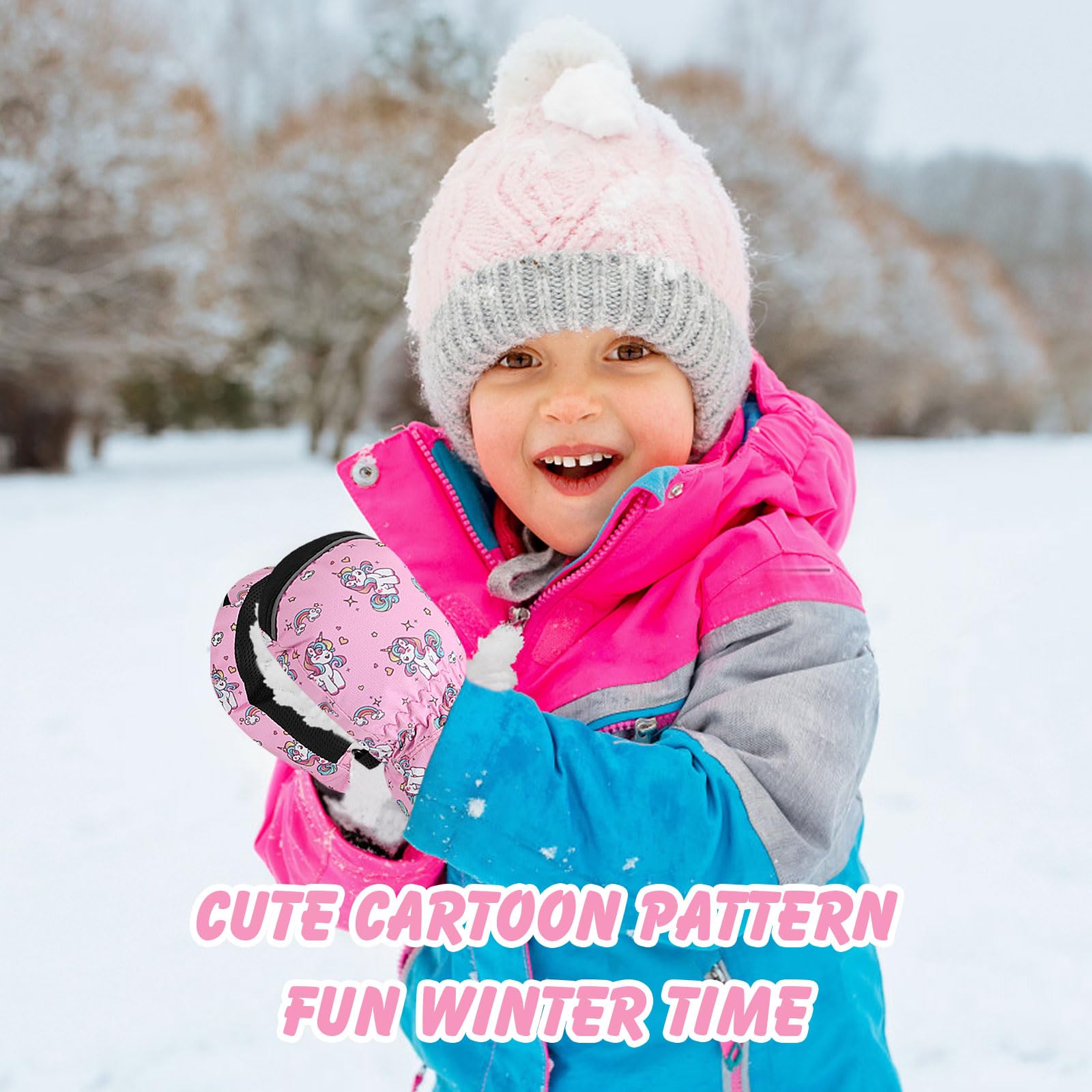 MoKo Guantes de Esquí para Niños, Guantes de Invierno Térmicos Niños Impermeables con Cremallera para Esquí Aire Libre Clima Frío, Guantes Esquí de Terciopelo Cálidos para Niños