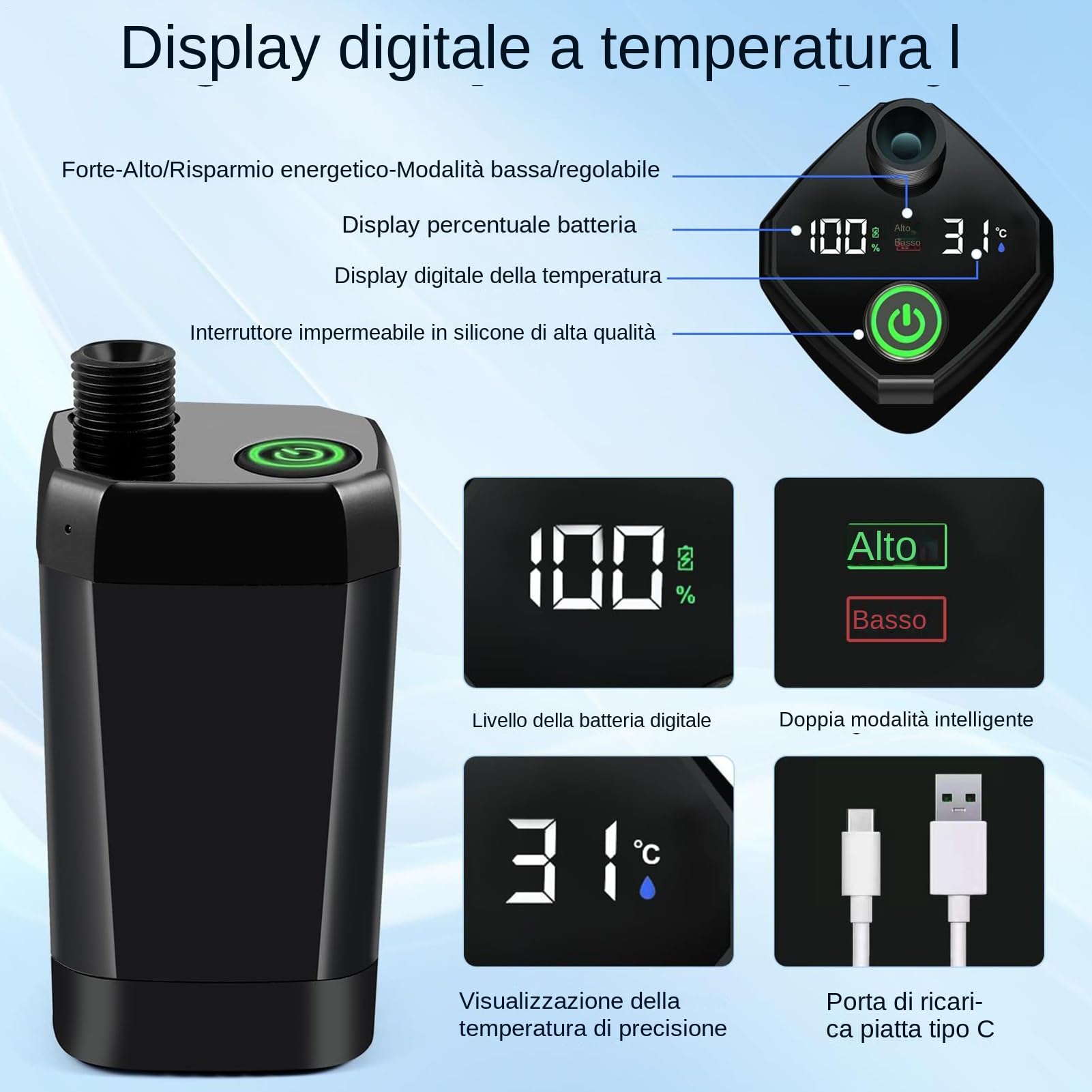 Ducha de Camping Recargable 3 Modos Pulverización Impermeable