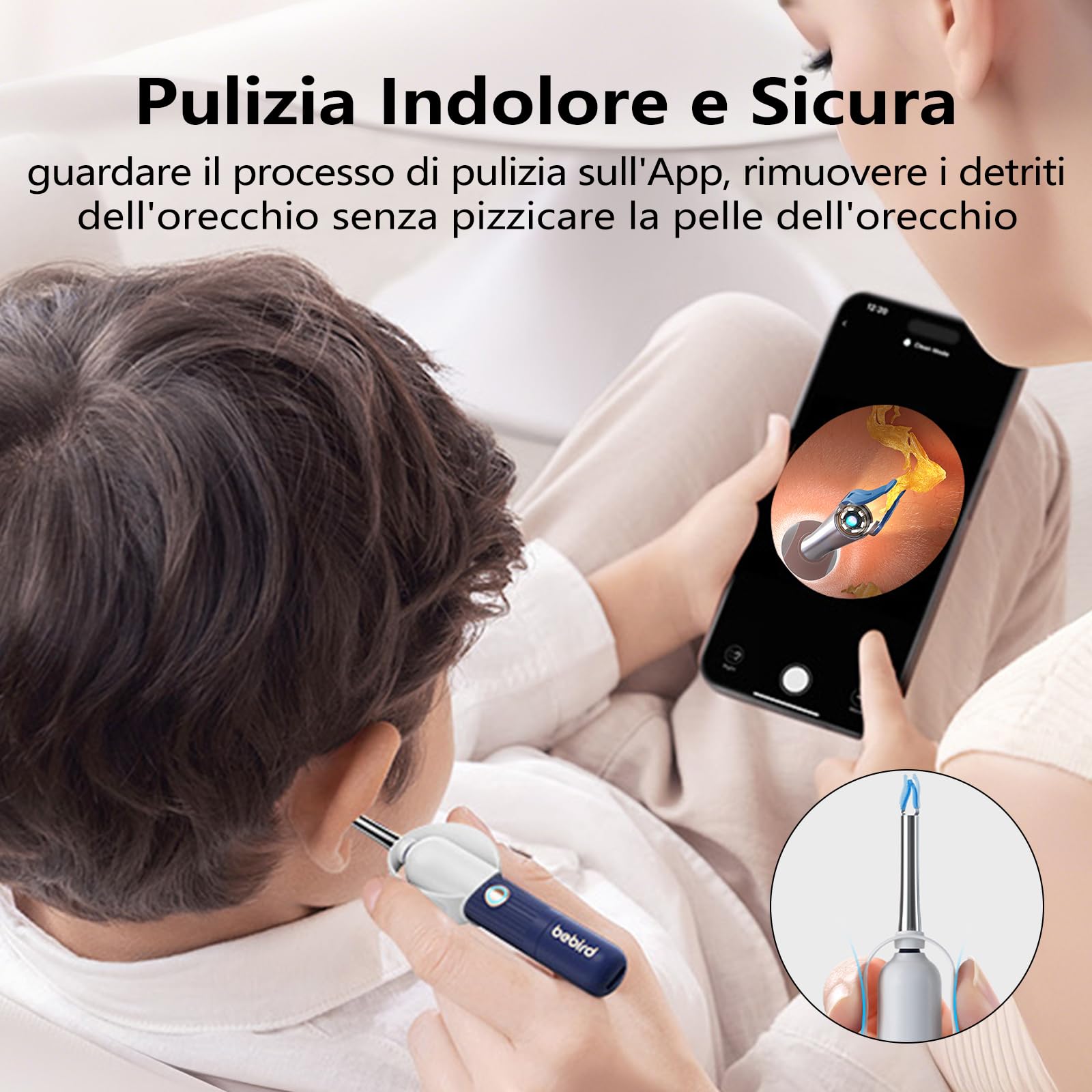 Set Di Strumenti Luminosi Con Telecamera Per La Rimozione del Cerume, Otoscopio Flessibile Senza Fili, Pinzetta Visiva Indolore, Kit Portatile Per La Pulizia dell'Orecchio Per Adulti/Bambini, I35R