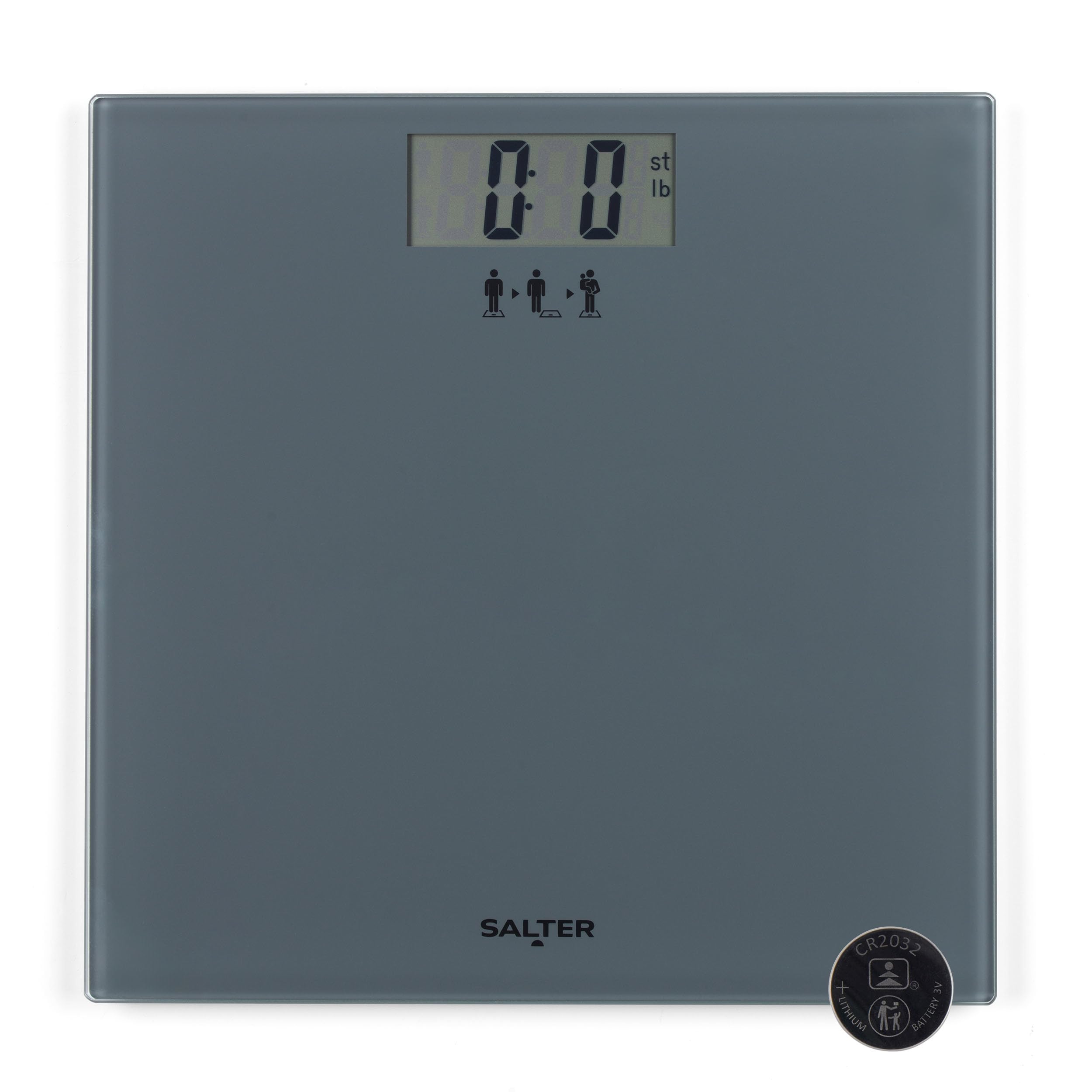 Salter SA00300 GGFEU16 Add & Weigh Bathroom 32 cm x 32 x 1.7 cm, Grey