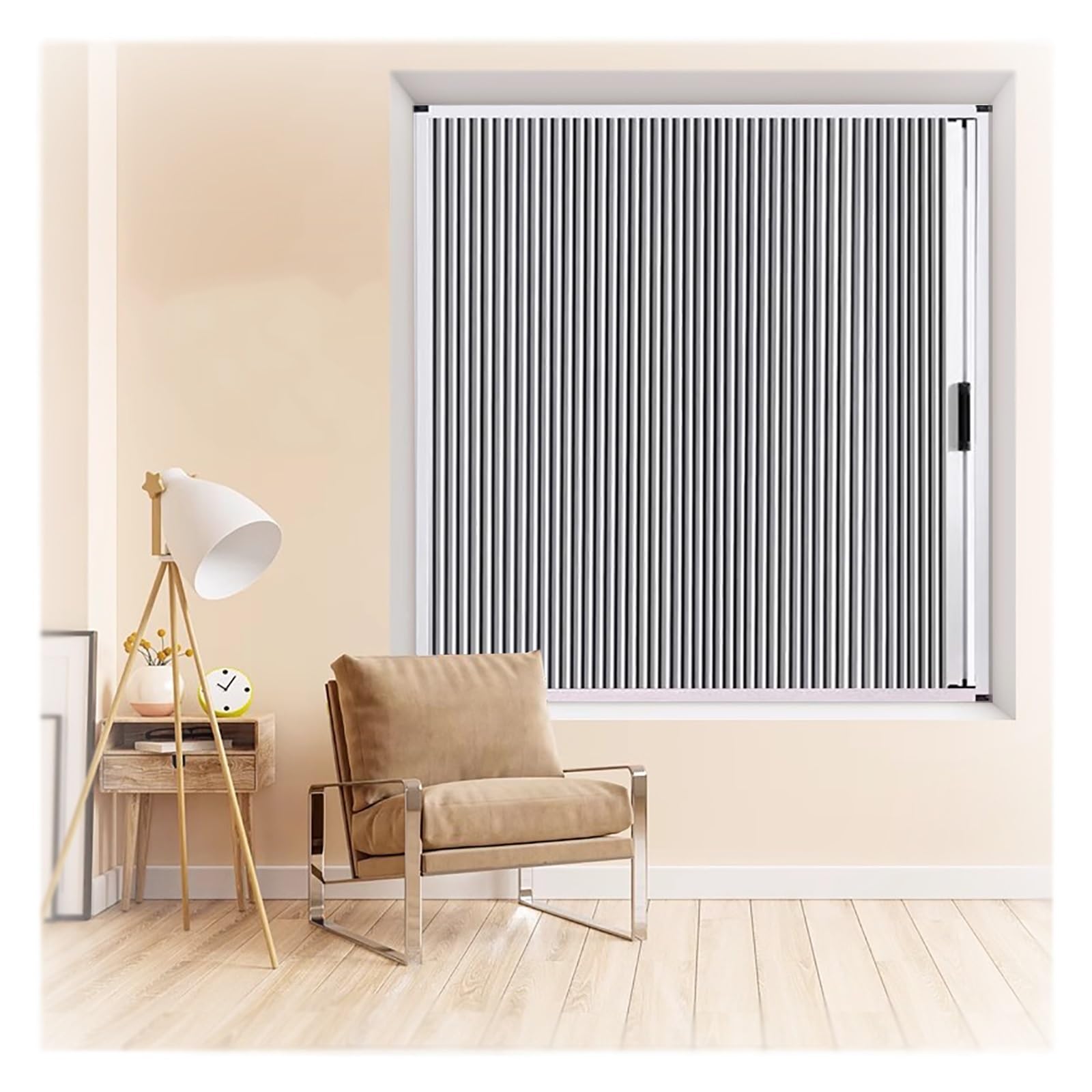 Aluminium Frame Indoor Pleated Shades W/ Waterproof Non-woven, Custom Cordless Cellular Blinds Blackout and Heat Insulation, Folding Temporary Door Windows Easy Assembly(Gray,115cmx120cm(45.2
