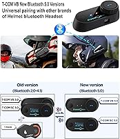Vista 4 de TCOM VB - Casco de motocicleta con Bluetooth para uso compartido de música, sistemas de comunicación de intercomunicación universales de 800 M