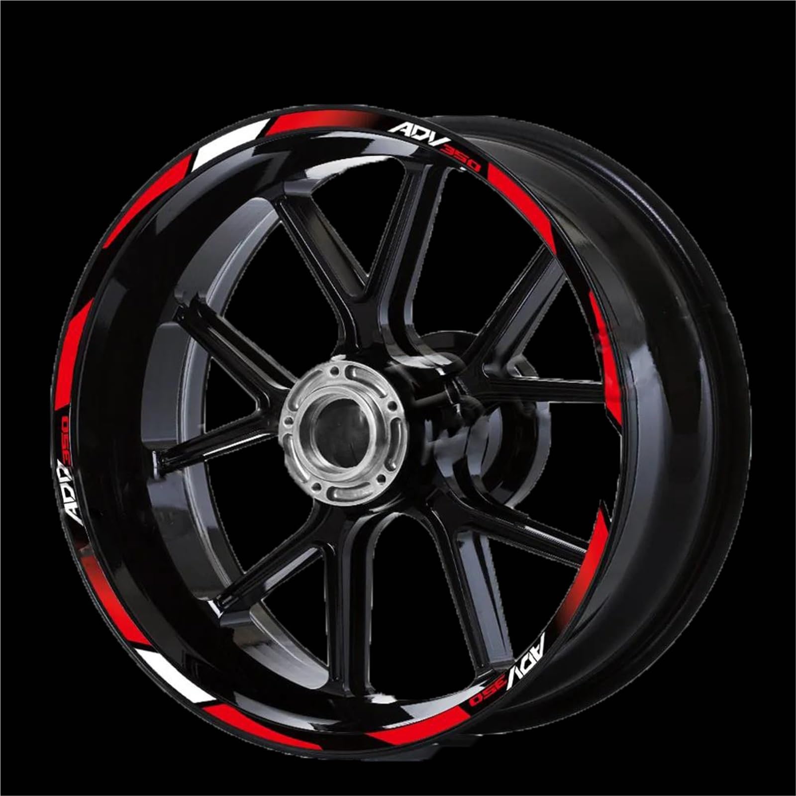 Sticker Part for Adv350 ADV 350 Motorcycle Wheel Sticker Reflective Scooter Rim Stripe Decals Hub Waterproof Accessories Decal(Black- Silver)
