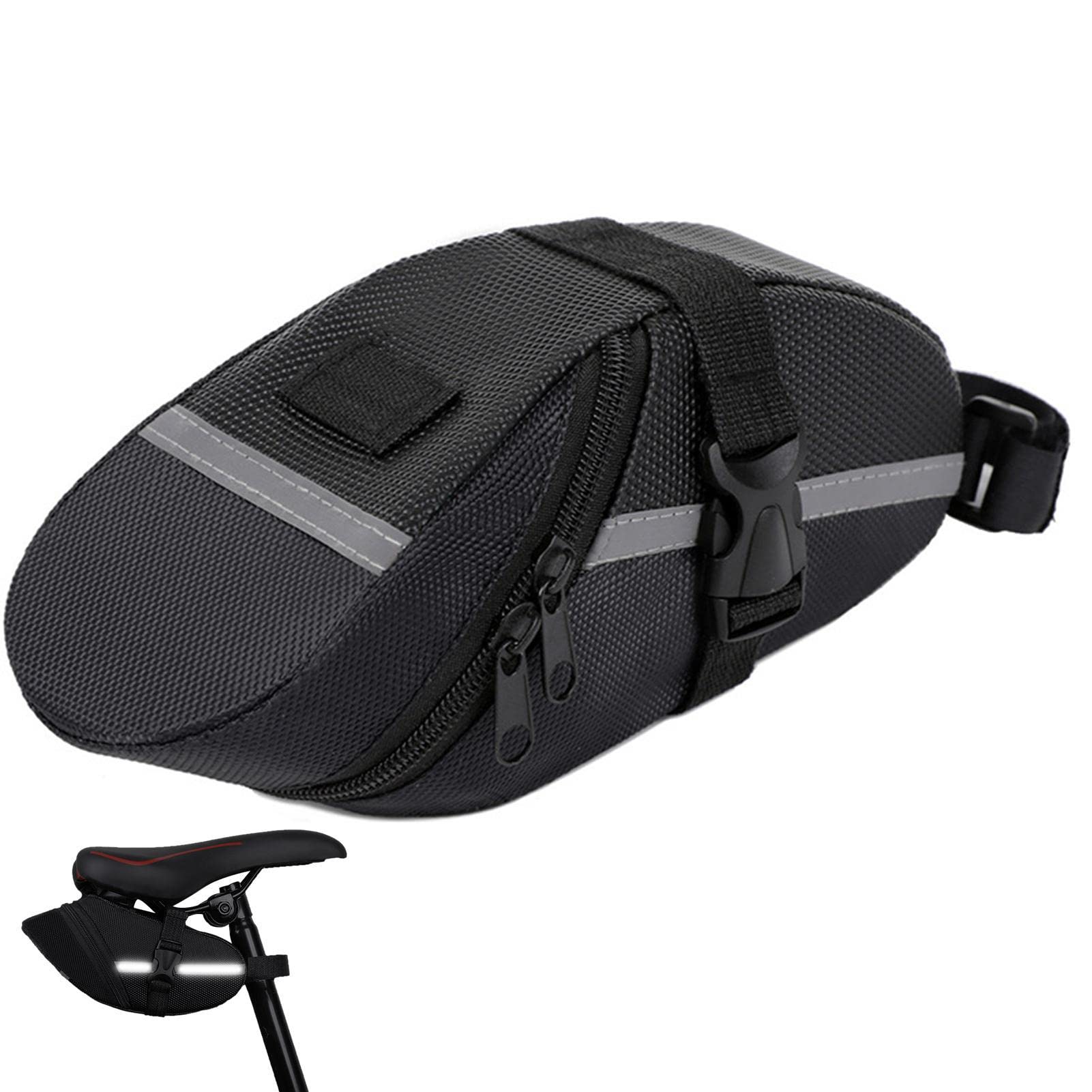 Mountain Saddle Bag - Reflective Strips Seat Bag, Cycle Saddle Pouch | 8.27x3.54x3.74in Seat Bag, Waterproof Oxford Cloth Cycling Saddle Bag High Capacity for Outdoor