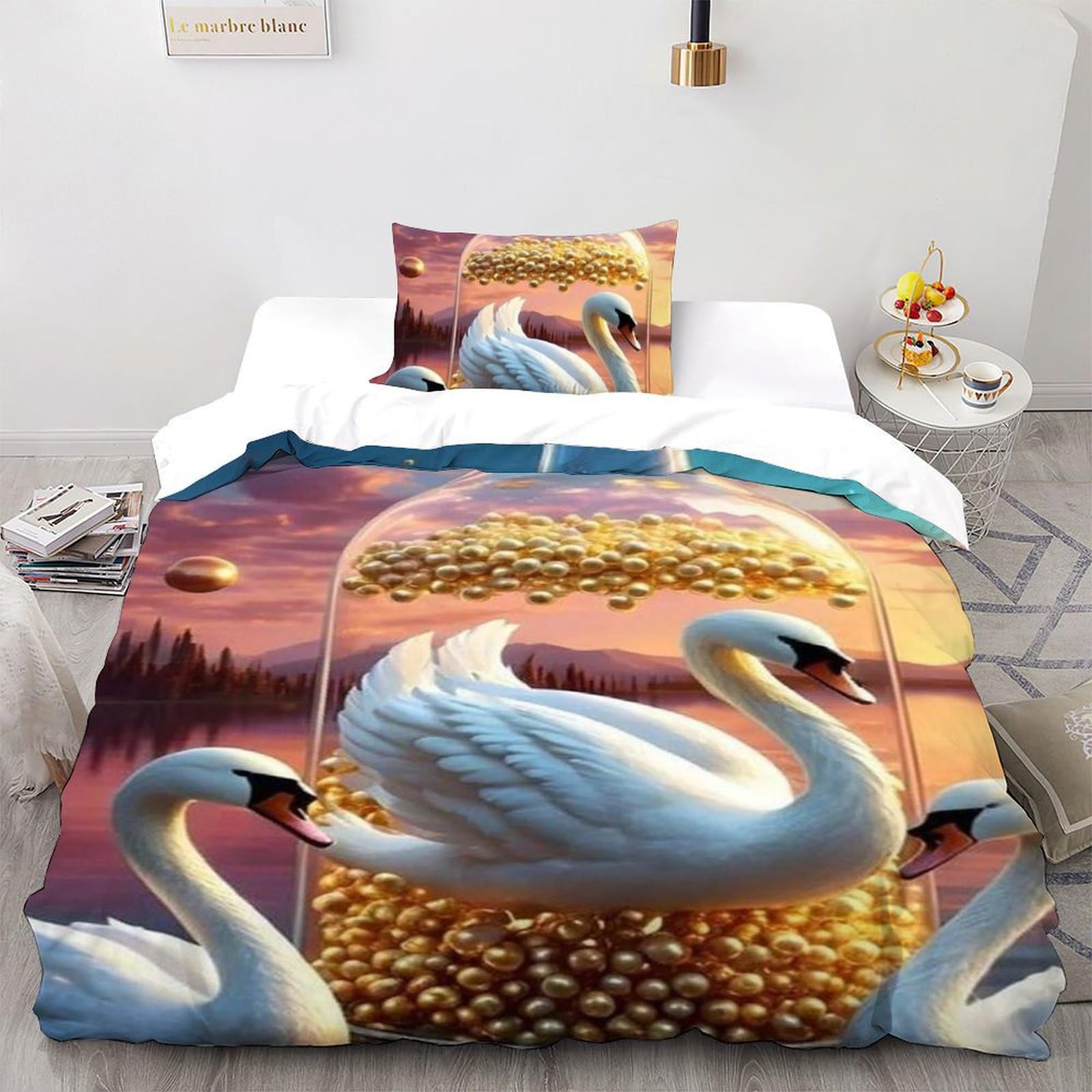 Oie aux œufs d'or housse de couette microfibre animaux land 135x200