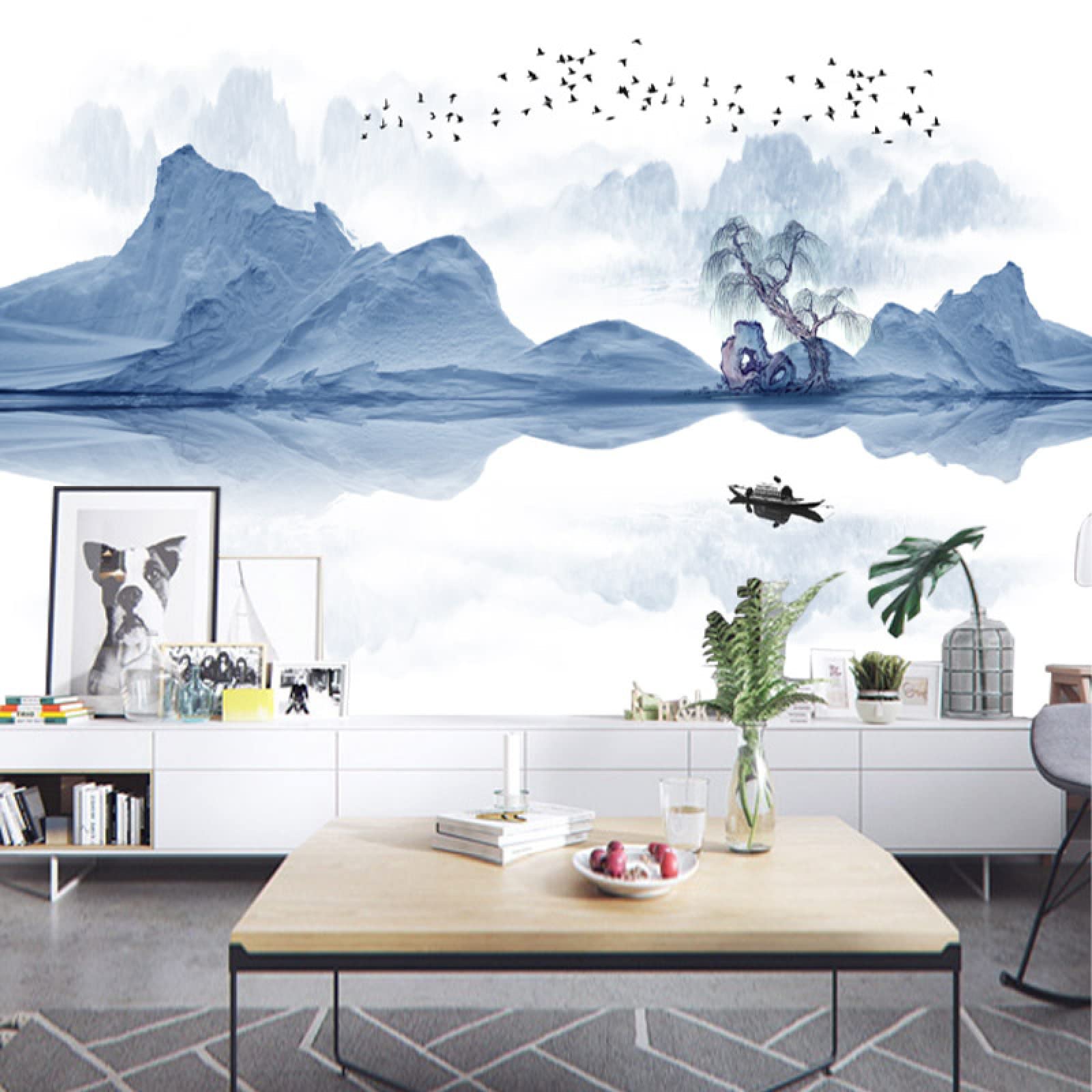 Amazon 風景インク風景カスタム 3d 壁画壁紙自己粘着壁紙ベッドルーム リビングルーム ソファの背景の壁 350cmx256cm 137 8x100 8 インチ 壁紙