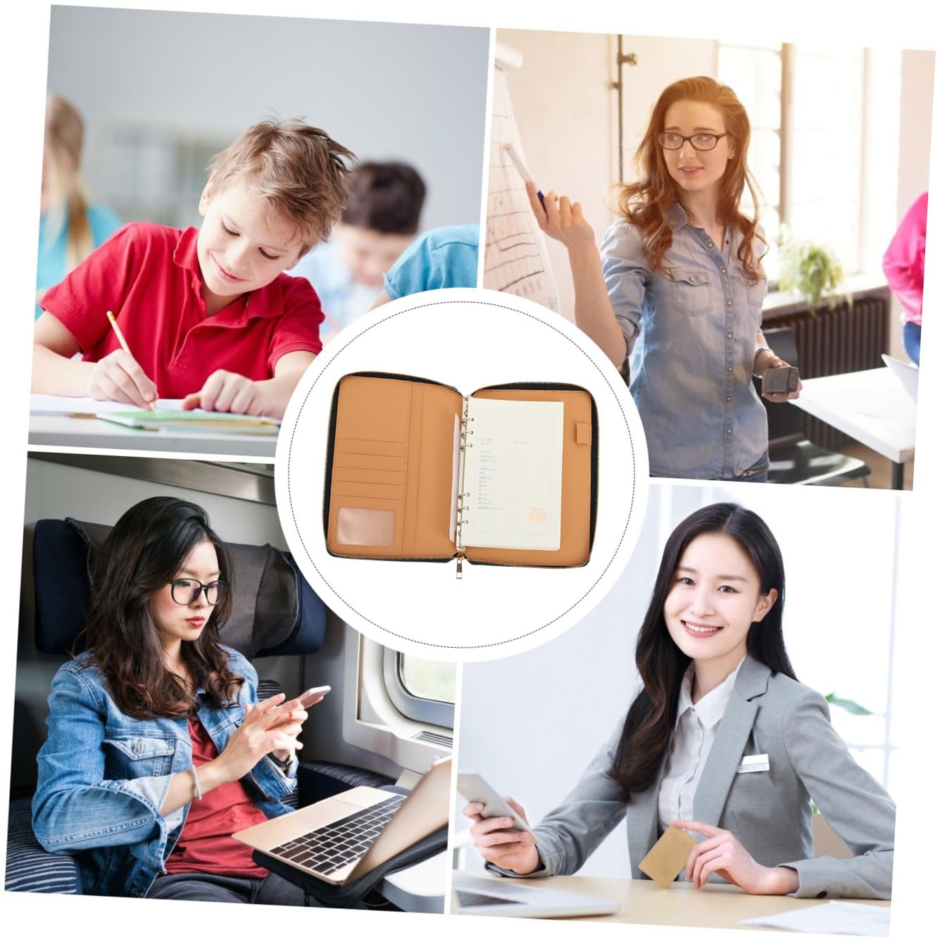 Blocco Note Aziendale A5 con Copertina in Pelle e Chiusura a Zip, Quaderno a Fogli Mobili per Ufficio e Pianificazione Quotidiana, Taccuino Portatile per Appunti e Agenda Business