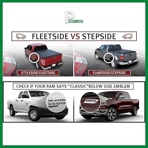 Miniatura 8 de Perfit Liner Cubierta enrollable suave para caja de camioneta compatible con Dodge Ram 1500 2500 3500 2500 3500 excluye 02 25003500 caja de 8 pies
