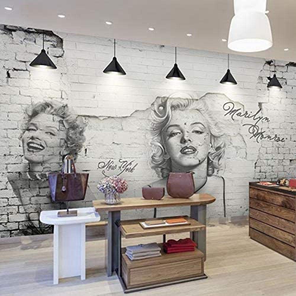 Poowef 3D Wallpaper Marilyn Monroe European Retro Cafe Bar and Clothing Store Mural Paper Background Image 350cmx256cm(137.8x100.8inch)