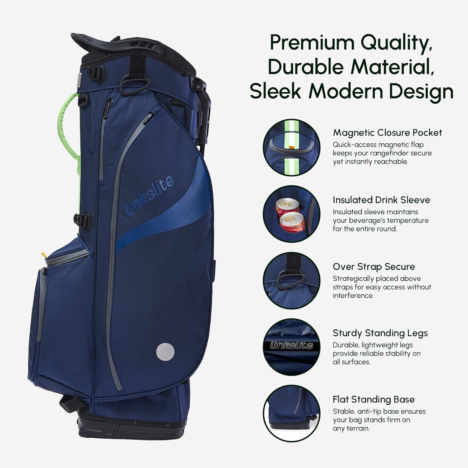 Ultra Lightweight Waterproof Golf Stand Bag with Rain Cover | Full-Length, 6 Pockets with Magnetic Access & Dual X-Strap | Easy-Carry for Men & Women