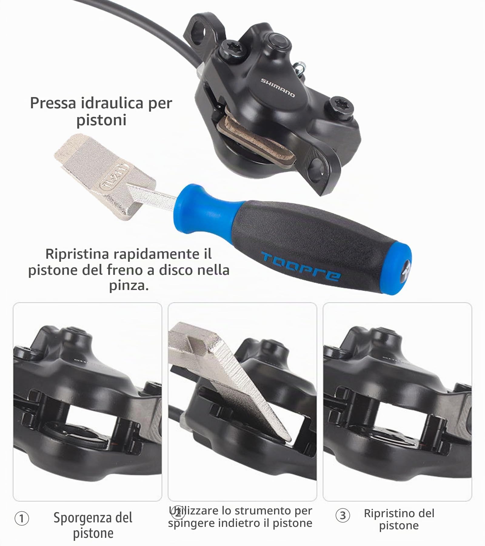 Pressa per Pistoni per Bicicletta, Set da 4 Pezzi, Forcella per Allineamento dei Dischi e Regolatori di Gap per Freni a Disco