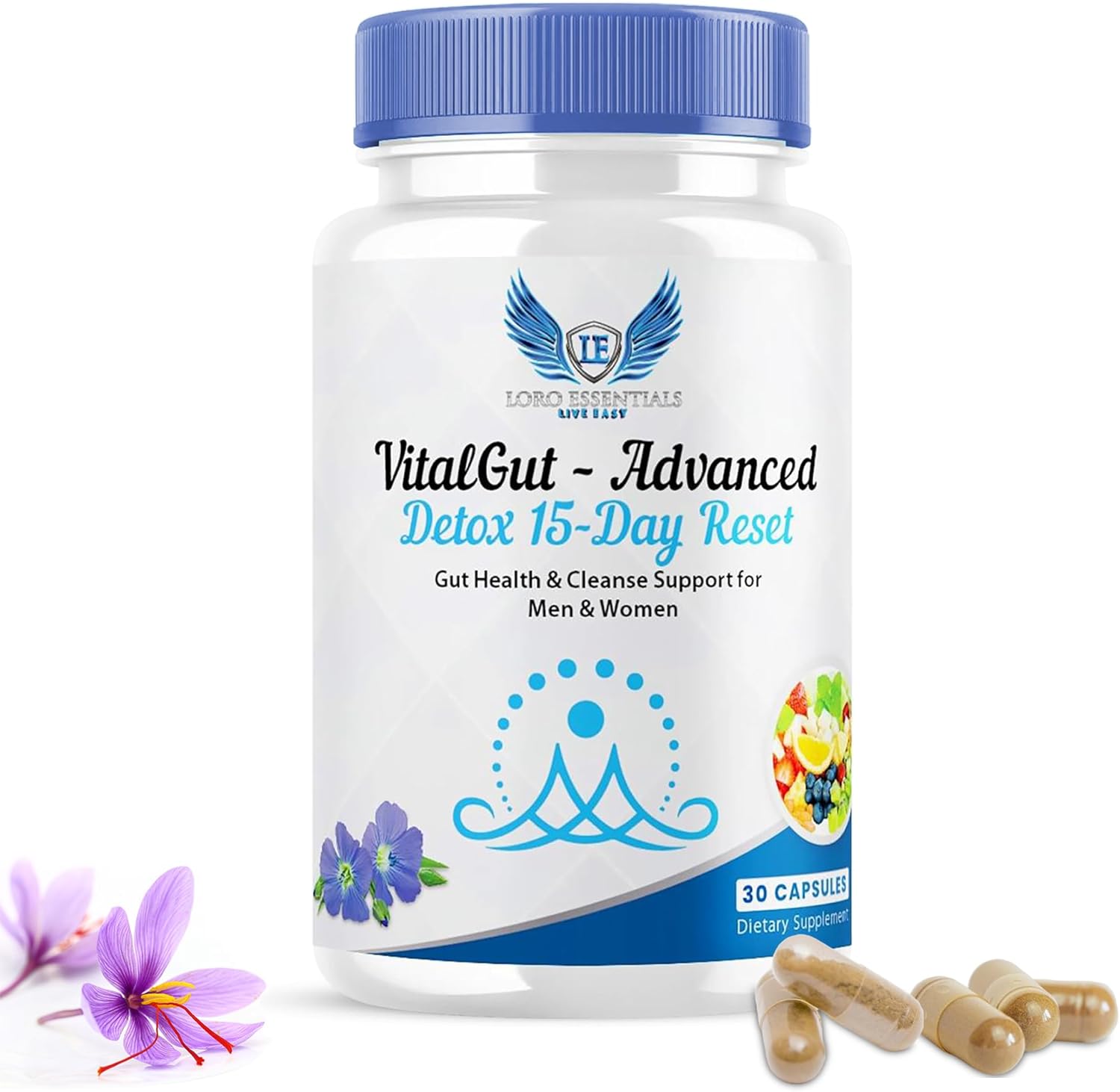 VitalGut Advanced Gut and Colon Cleanse Detox for Women & Men,15-Day Reset Gut Health Support,Whit Senna, cascara Sagrada and Psyllium Husk-Non GMO 30 Capsules - Image 2