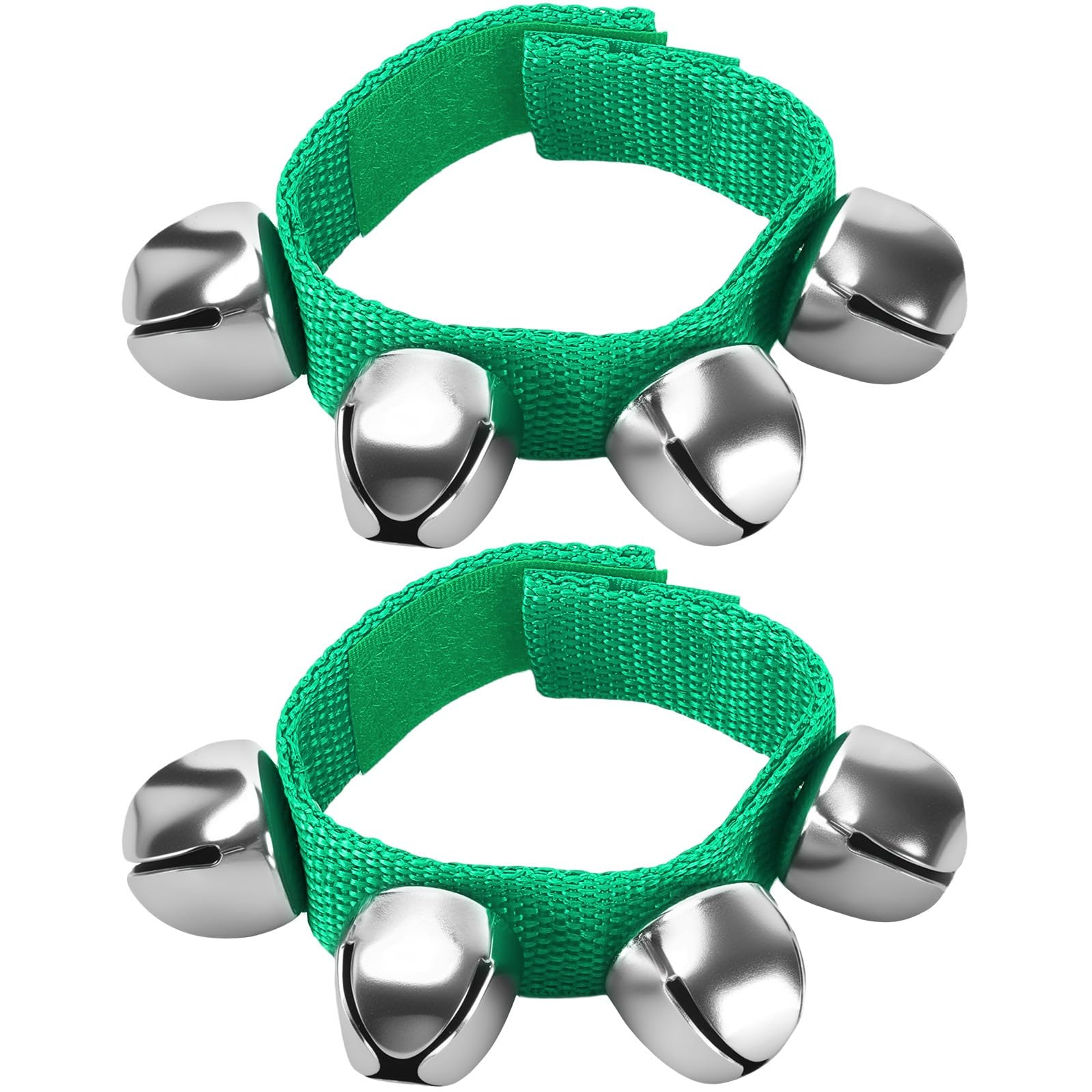 Augshy Braccialetti natalizi con campane da polso, 24 pezzi, campanelle rosse e verdi, strumenti musicali regolabili, campane per caviglie per bambini
