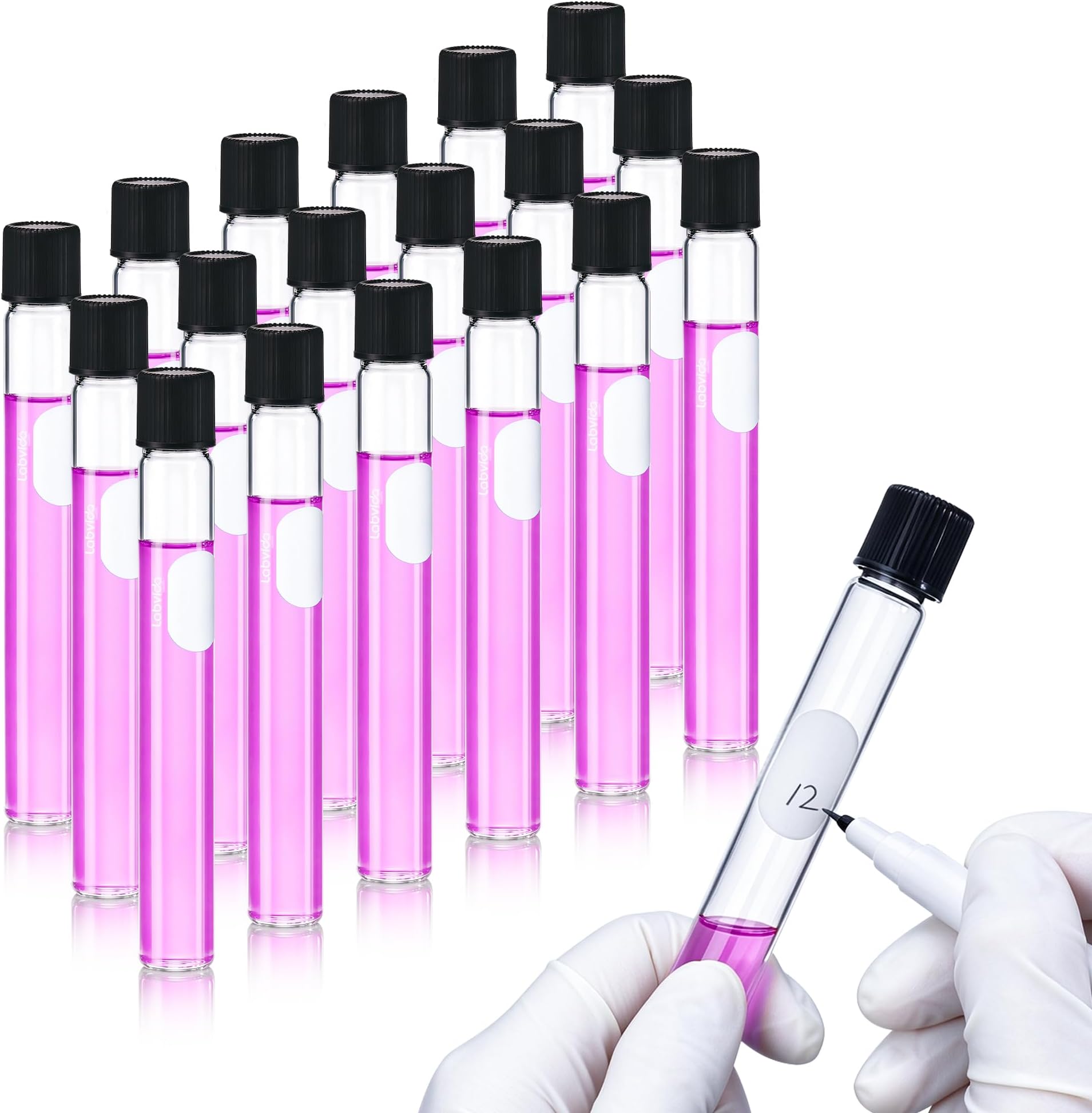 40pcs 30ml Serological Test Tubes with Black Bakelite Screw Caps