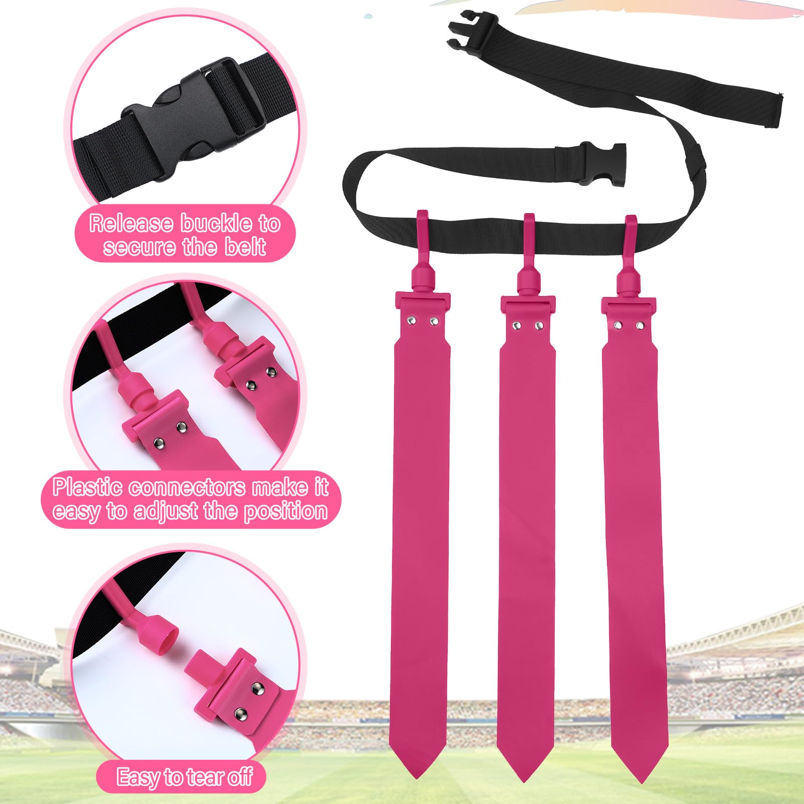 Hungdao 12 Players Flag Football Belts and Flags Adjustable Football Belts for Kids Teens Adults Team Training Sport Events