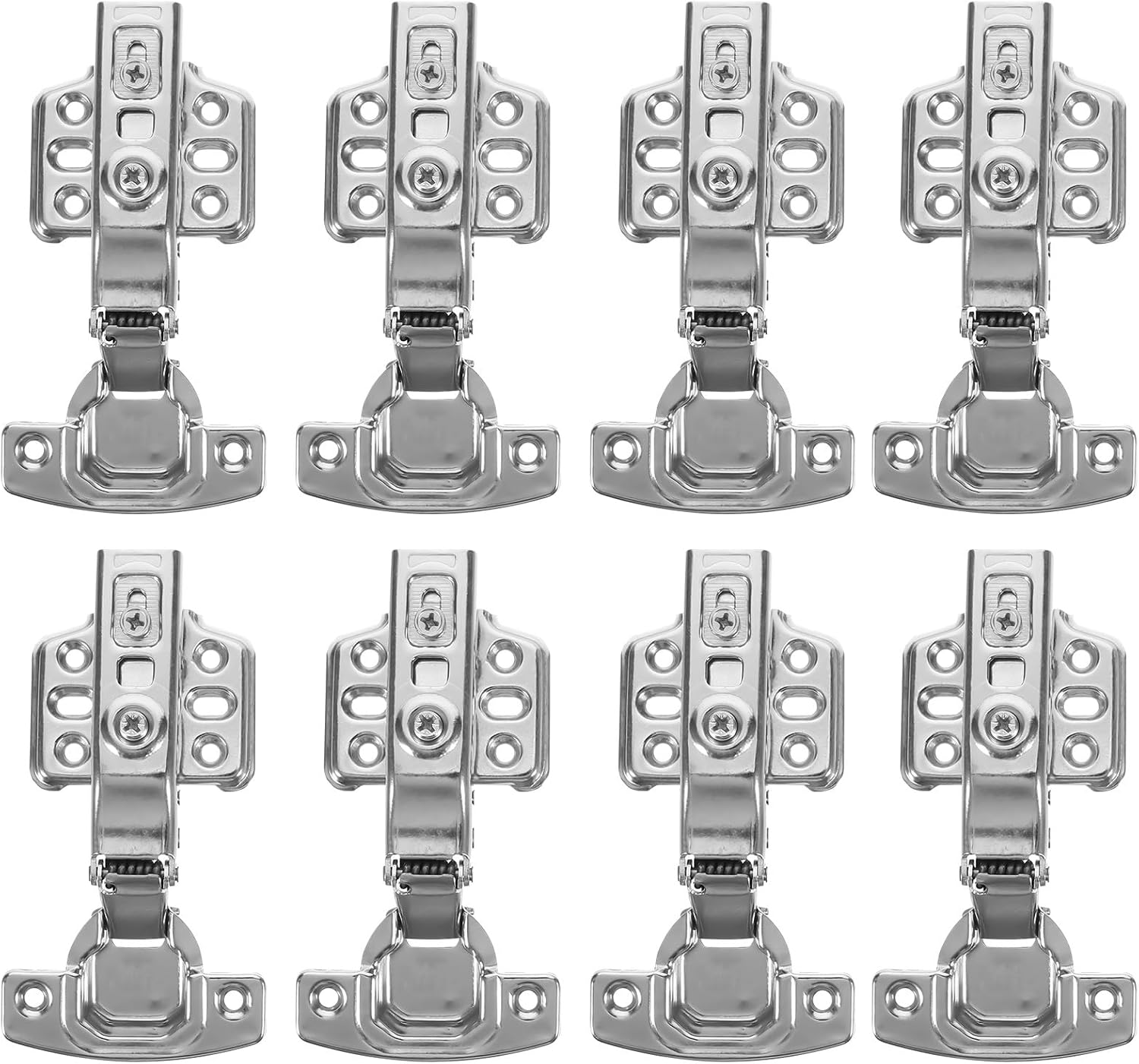 12pcs Stainless Steel Buffer Cabinet Hinges Self-Closing Full Overlay Heavy Duty Door Replacement Hinges for Kitchen and Wardrobe