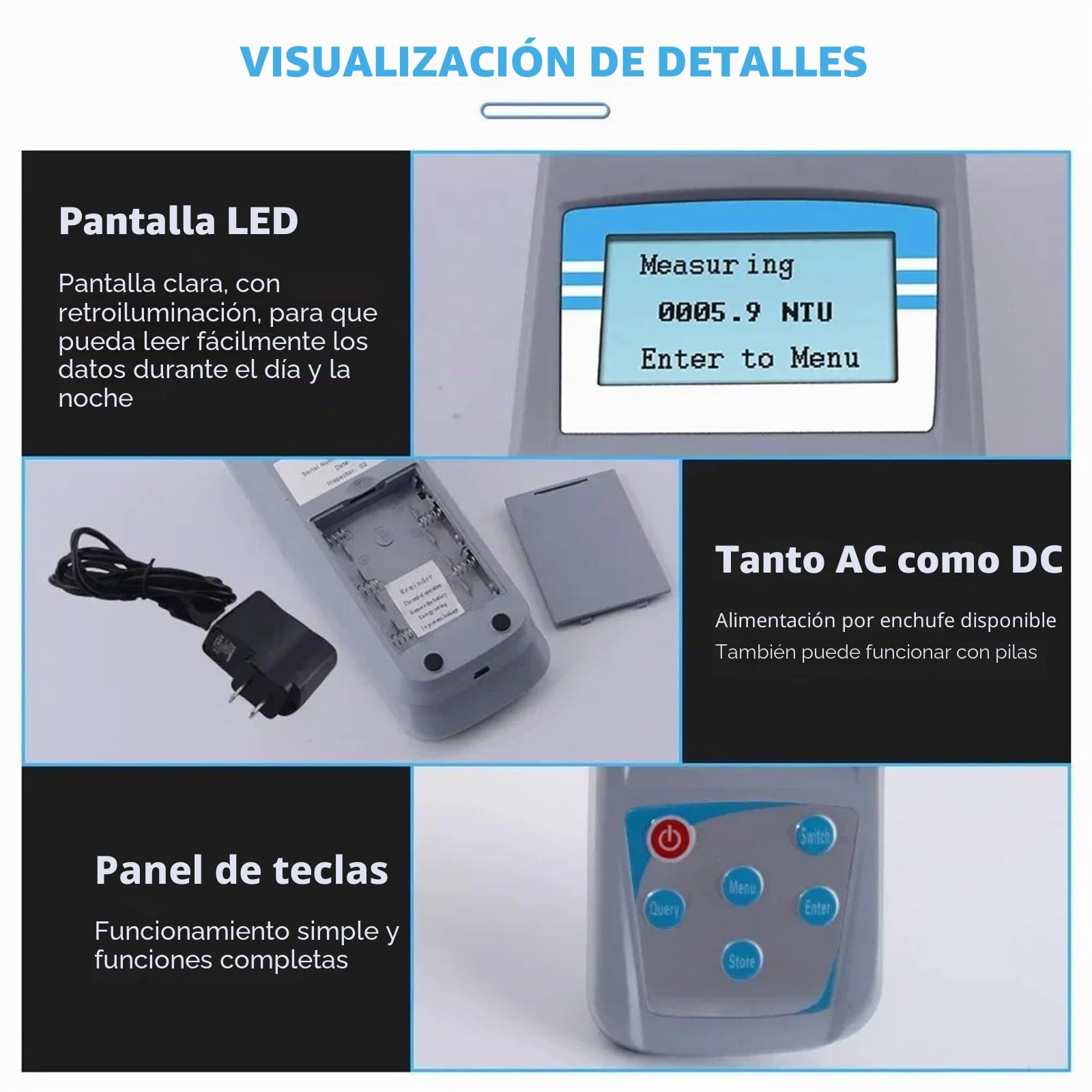Medidor de turbidez digital, Turbidímetro portátil, microordenador, medidor de turbidez digital alta precisión for piscinas, laboratorio calidad del agua,para pruebas de calidad del agua