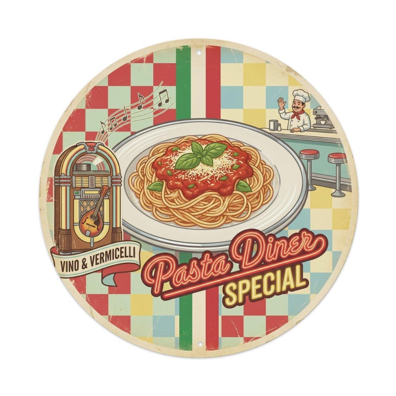 1950s Italian Pasta Cuisine Food Culture Metal Tin Sign