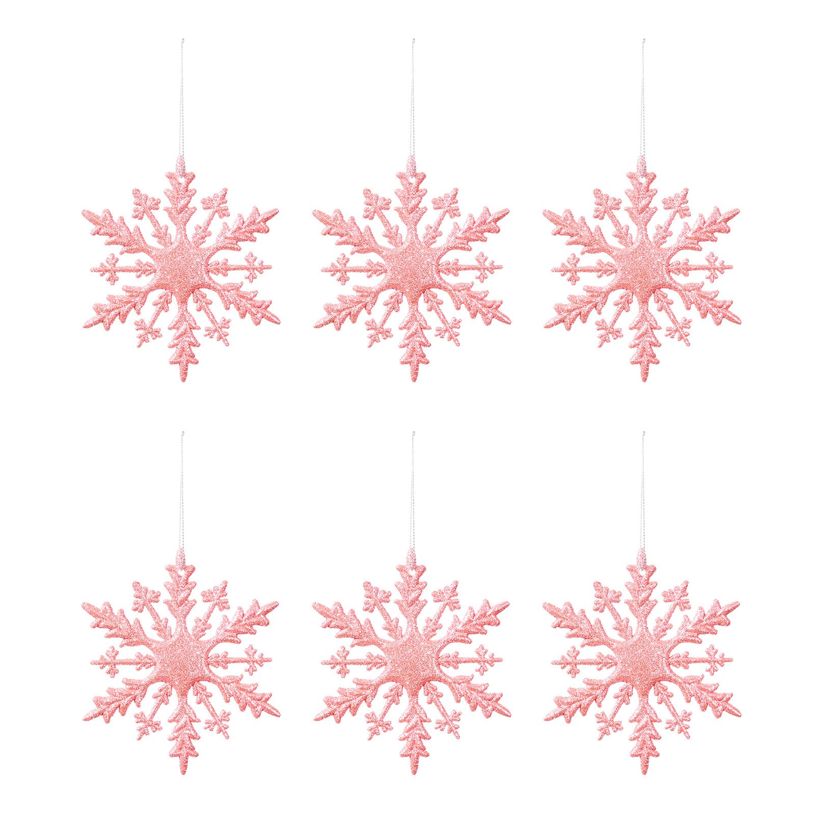Tsophreniq 6PCS Festive Snowflake Hanging Decorations Waterproof Shatterproof PVC Materials Christmas Tree Decor Waterproof Holiday Snowflake Hangings