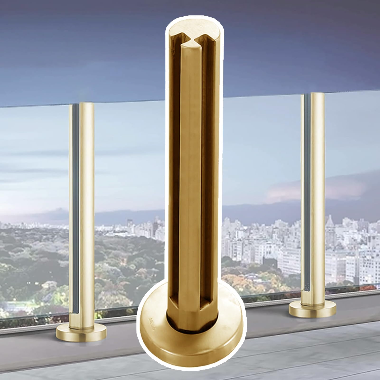 Poteau de balustrade en verre et acier robuste pour fixation de garde-corps d'angle