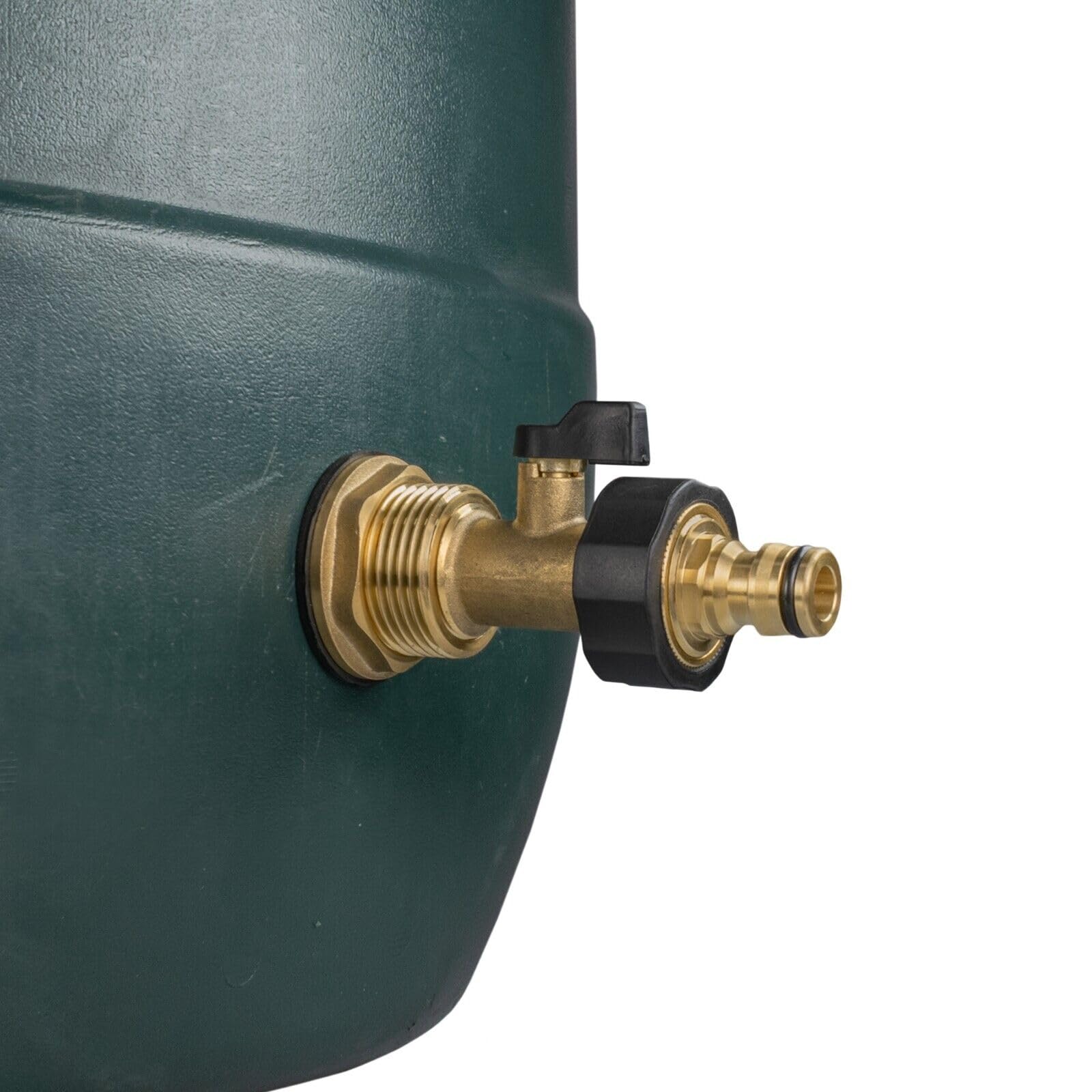 3/4" Water Butt Replacement Faucet – Brass Metal Lever Tap with UK Bib Outlet & Hose Barb Adapter,Quick Connect Garden Hosepipes (Brass Valve (Quick Connector))