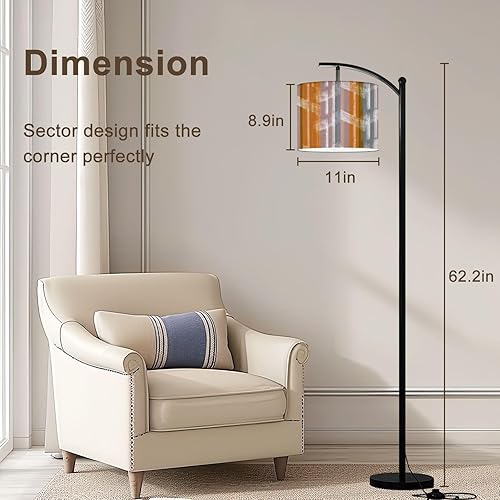 Miniatura 2 de Arc Floor Lamp Futuristic retro Artistic line striped distressed textures seamless Tall Standing Lamp Modern Dimmable with Remote Adjustable Drum