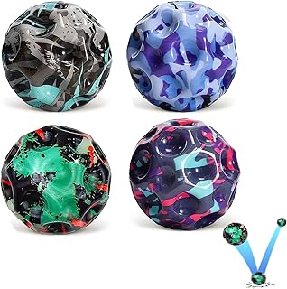 Gxlaihly Pack of 4 Astro Jump Ball, Moon Ball, High Jumping Rubber Ball, Bounce Ball, Space Jump Ball, Suitable for Children and Adults (Camouflage Colour)