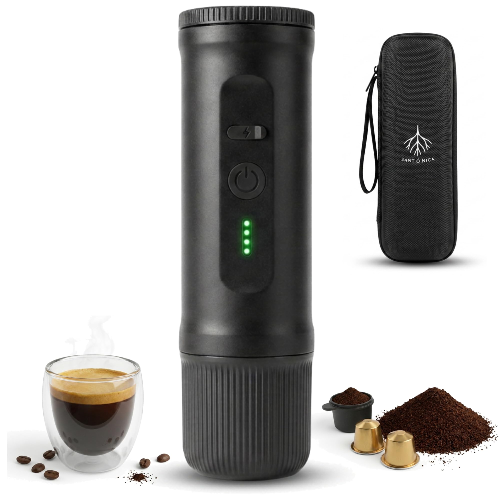 Cafetera Portatil Capsulas 2 En 1 Y Cafe Molido, Cafetera Capsulas Portatil 20 Bar Con Calentamiento Y Carga Rapida USB C, Compatible Con Capsulas Para Viaje