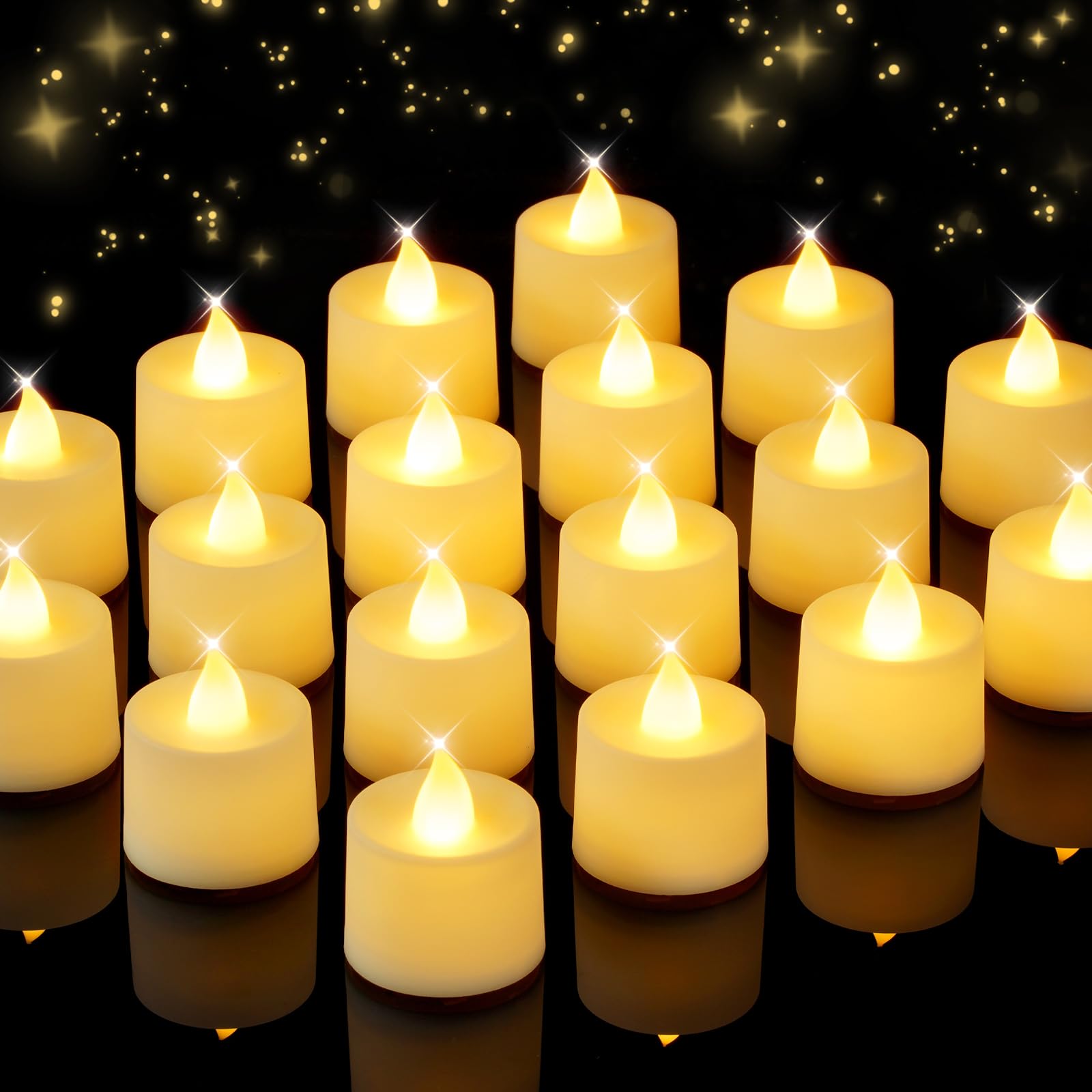 Homemory Led Tealight Flameless Candles Battery Electric Realistic Bright, Last for 100+ Hours, Warm White for Wedding Decoration, Proposals, Birthday Party, 12 Pack